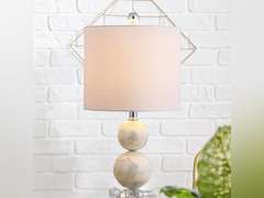 JONATHAN Y JYL1023A Table Lamp, Ivory Seashell with White Shade 90