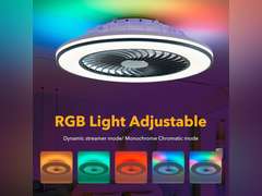 Low Profile Ceiling Fans with Lights, 22 Caged Modern Flush Mount Ceiling Fan with LED Light, Housing Finish Black, RGB Back Light (similar model) see pictures 160