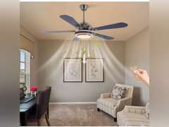52 in. Indoor Blue and Silver Mute Ceiling Fan for Dining Room Bedroom with 3-Color Integrated LED Light and Remote 150
