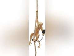 Monkey Pendant Light Vintage Resin Monkey Chandelier Hemp Rope Industrial Hanging Light Fixture (Gold) 67