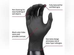 Ansell MICROFLEX Onyx N64 Disposable Nitrile Exam Gloves for Automotive, Metal Fabrication - Med, Black (Box of 100) 17