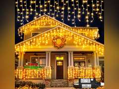 (UNKNOWN LENGTH) Warm White Christmas Lights Outdoor, 66ft 640 LED Icicle Lights for Outside House with Connectable Clear Wire 8 Modes Timer, Plug in Waterproof for Home Holiday Eaves Yard Party Room Indoor Decoration 30