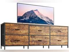 Huuger 63 Inch Long Dresser for Bedroom, Wide TV Stand for 55, 65, 70 Inch TV, 6 Drawer Dresser for Closet with Fabric Drawers, Storage Organizer for Bedroom, Entryway, Rustic Brown 70