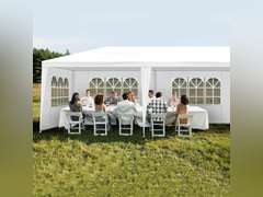 (Similar)10'x20' Outdoor Canopy Tent, Party Tent with 4 Removable Sidewalls, Event Tents for Parties, Outside Waterproof Wedding Canopy for Birthday, Holiday (White,10x20FT-4Sides) 110