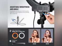 NEEWER Ring Light 18inch Kit: 55W 5600K Professional LED with Stand and Phone Holder, Soft Tube & Bag for Tattoo Lash Extension Barber Makeup Artist Studio Video Photography Lighting, RL-18 110