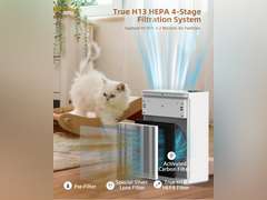 Air Purifiers for Home Up to 1736 sqft, LAMPICK Air Purifier for Home Pets with Night Light, Sleep Mode, Fragrance Sponge, PM2.5 Detector, True H13 HEPA Filter Carbon Filters Air Cleaners for Bedroom 110