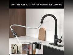 Kitchen Faucet with Pull Down Sprayer Stainless Steel Single Handle Kitchen Faucet Multiple Modes Switch Water,1/3 Hole, Deck Plate Included (Black) 33