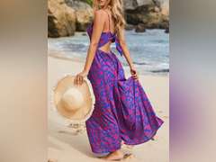 CUPSHE Women's Maxi Dress Floral Print Twisted V Neck Sleeveless Long Dress Summer Casual Dress size M 48