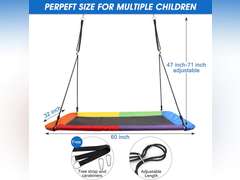 (Similar model)Odoland Giant 60" Platform Tree Swing for Kids and Adults - 700 Lbs Large Swingset with Steel Frame, Hanging Straps and Swivel - Big Backyard Outdoor Swings Set for Yard 70