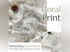 jinchan Floral Kitchen Curtains Set Linen Tier Curtains and Valance Farmhouse Drapes for Small Windows 24 Inch Length for Cafe Living Room Bathroom Rod Pocket 3 Pieces Set Grey on Beige 22