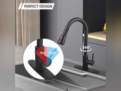 Black Kitchen Sink Faucet High Arc Single Handle Kitchen Faucet with Pull Down Sprayer,Commercial Modern rv Stainless Steel Faucet (Black) 28