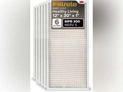 Filtrete 12x30x1 Air Filter, MPR 300, MERV 5, Clean Living Basic Dust 3-Month Pleated 1-Inch Air Filters, 6 Filters 40