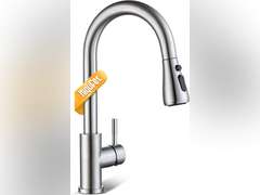Kitchen Faucet with Pull Down Sprayer, Brushed Nickel High Arc Single Handle Kitchen Sink Faucet, Stainless Steel Modern RV Faucets, llaves para fregaderos de cocina 40