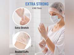 Powder Free Disposable Gloves Large -100 Pack -Clear Vinyl Medical Exam Gloves 10