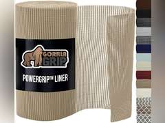 GORILLA GRIP powerGRIP Drawer Shelf and Cabinet Liner, Thick Strong Hold, Non-Adhesive Liners Protect Kitchen Cabinets and Cupboard, Bathroom Drawers, Easy Install, Breathable Mat, 20" x30', Beige 69
