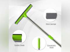 2-in-1 Window Squeegee with 30"-59" Stainless Steel Adjustable Handle - Glass Cleaner for Shower Doors, Car Windshield & High Outdoor Windows 14