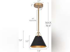 KSANA Modern Black Gold Pendant Light, 1-Light Farmhouse Pendant Lighting for Kitchen Island, Dining Room, Hallway, Foyer and Bedroom 80