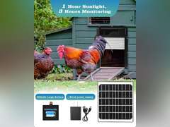Automatic Chicken Coop Door with HD Camera, Solar Powered, 5000mAh Battery, WiFi Enabled, APP-Based Monitoring, Remote Control and Timer, with Anti-Trap Sensor and Alarm Drive(Black) 170
