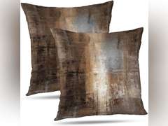 ONELZ Brown Throw Pillows and Grey Throw Pillows Decorative Pillow Covers for Couch Two Sides Printed, Fashion Style Zippered Cushion 17 X 17 Pillow Cover Set of 2,Brown and Grey 13