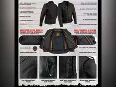 Milwaukee Leather SH1011 Men's Classic Brando Premium Leather Black Motorcycle Riders Leather Jacket w/Side Laces M 130