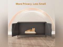 Homhedy 39.4" L Cat Litter Box Enclosure, Pet House with Barn Door, Wooden Cat Washroom Furniture,Fit Most of Litter Box, Black 90