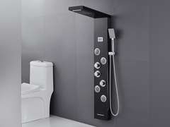 MENATT LED Shower Panels Tower System, SUS304 Stainless Steel Bathroom Shower Panel System with 4 Body Jets, Rainfall, Waterfall, Handheld Shower, Tub Faucet (Black) 210