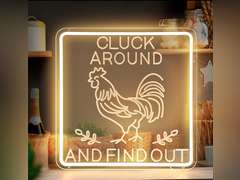 Funny Cluck Around and Find Out Large Neon Sign Dimmable,Rooster Decor 16 X 1... 40