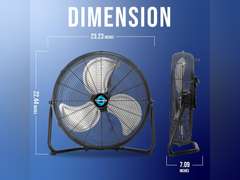 Tornado 20 Inch High Velocity Metal Floor Fan, 3-Speed Powerful Cooling for Industrial, Commercial, and Home Spaces, 120 Tilt, 6.0 FT Cord - UL safety Listed, Black 137