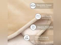 gogobunny Dog Blanket, Waterproof Reversible Sherpa Fleece Throw Blanket, Furniture Cover for Bed, Couch, Sofa Protection from Liquid Pee and Pet Fur of Puppy, Cat (Beige, 35*35inches) 24