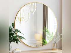 Gold Round Mirror, 24 inch Circle Mirror, Gold Metal Frame Bathroom Mirrors, Round Wall Mounted Mirrors for Bathroom, Hallway, Living Room, Bedroom. 37