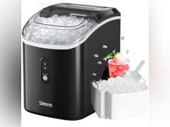Nugget Ice Maker Countertop, Silonn Chewable Pellet Ice Machine with Self-Cleanin Function, 33lbs/24H Portable Ice Makers for Home Kitchen Officce, Black 188