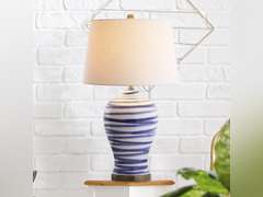 JONATHAN Y JYL3016A Joelie 29" Ceramic LED Table Lamp Coastal Traditional Bedside Desk Nightstand Lamp for Bedroom Living Room Office College Bookcase LED Bulb Included, Blue/White 224