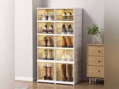 6 Tiers Stackable Shoe Storage Organizer bins open front, Space Saving Shoe Rack Holder Boxes,Moving Cabinet Bins Sturdy, Clear 30