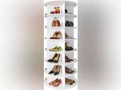 SpaceAid 7 Tier Rotating Shoe Rack Tower, Spinning Shoe Display Lazy Susan, Revolving 360 Shoe Rack Storage Round Carousel, Vertical Handbag Rotate Shoes Closet Organization (7-Tier White) 131