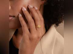 Birth Flower Ring for Women 14K Gold Plated Floral Minimalist Stackable Finger Jewelry Birthday Gifts size 6 14