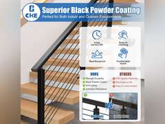 CKE 4FT Stainless Steel Black Rectangular Handrail for Indoor Outdoor Deck Stair, Flat Top Rail Cable Railing System with Nylon End Caps, Durable and Stylish Handrail for DIY Balustrade HT02 60