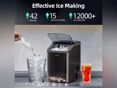 Nugget Ice Makers Countertop, Soft Pebble Ice Machine, Chewable Crushed Pellet Ice 42lbs/Day, Self-Cleaning Drainpipe Ice Maker for Party, Home, Kitchen, Bar, Office, Black 252