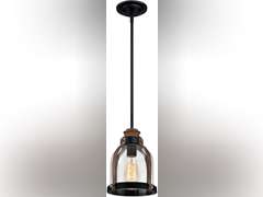 Westinghouse 6356300 One-Light Indoor Mini Pendant, Oil Rubbed Bronze Finish with Barnwood Accents and Clear Seeded Glass 96