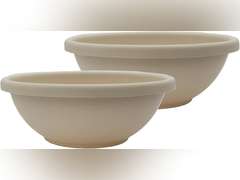 The HC Companies 15.5 Inch Garden Bowl Planter - Shallow Plant Pot with Drainage Plug for Indoor Outdoor Flowers, Herbs, Cottage Stone (2 Pack) 31