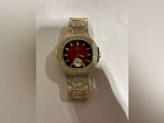Charles Raymond Blinged Out Oblong Case Metal Mens Watch with Blinged Out Bracelet Set - 8475BM 30