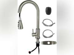 Silver Kitchen Faucets with Pull Down Sprayer, Kitchen Sink Faucet Kitchen Faucet with Deck Plate, Sink Faucet Single Handle Faucet 360 Rotatble Kitchen for Kitchen Sinks 79