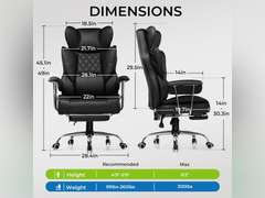 GTRACING Gaming Chair,Office Chair with Pocket Spring Lumbar Support, Ergonomic Comfortable Wide Office Desk Computer Chair with Outward Fixed Soft Armrests and Footrest (PU Leather, Black) 160