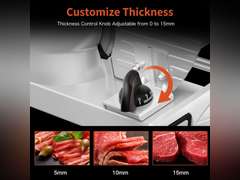 Meat Slicer, 200W Meat Slicer Machine for Home, DC Motor Quiet Deli Slicer with 2 Removable 7.5' Stainless Steel Blades, Adjustable Dial for 0-15mm, Electric Food Slicer for Meat, Cheese, Bread 129
