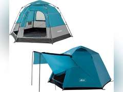 Pop Up Tents for Camping, Waterproof 4 Person Instant Tents Camping with Removable Rainfly, 2 Door 4 Mesh Windows Easy Setup Camping Tent, Included Moisture-Proof Mat 100