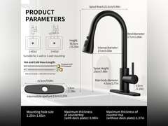 Kitchen Faucet with Pull Down Sprayer Stainless Steel Single Handle Kitchen Faucet Multiple Modes Switch Water,1/3 Hole, Deck Plate Included (Black) 33