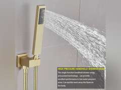 (Similar model) Brushed Gold Shower System with High Pressure 8' Rainfall Shower Head, Handheld Shower head, Bathroom Luxury Rain Mixer Shower Combo Set Wall Mounted Shower Faucet Rough-in Valve and Trim Kit 150