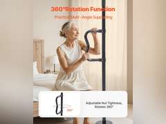 VEVOR Floor-to-Ceiling Transfer Pole, Tension Mounted Bathroom Grab Bar with Anti-Slip Curve Handle, 300 Lbs Capacity Security Pole for Elderly, Ideal Senior Safety Pole for 7-10 Ft Ceilings, Black 126