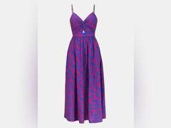CUPSHE Women's Maxi Dress Floral Print Twisted V Neck Sleeveless Long Dress Summer Casual Dress size M 48