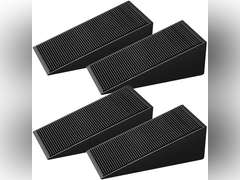 4 Pack Heavy Duty Black Rubber Door Stops - Compact Solid Door Wedge Door Stopper, 1.3 Inches High, Stackable & Non-Slip, This Door Stop Wedge is Suitable for Most Door Gaps. 15