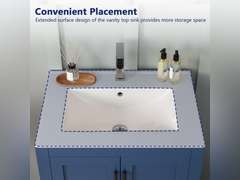 (Similar model) DeerValley DV-1V0096 Vanity Top Sink 24" Modern White Bathroom Vanity Top Rectangular Ceramic Sink with Single Faucet Hole 75